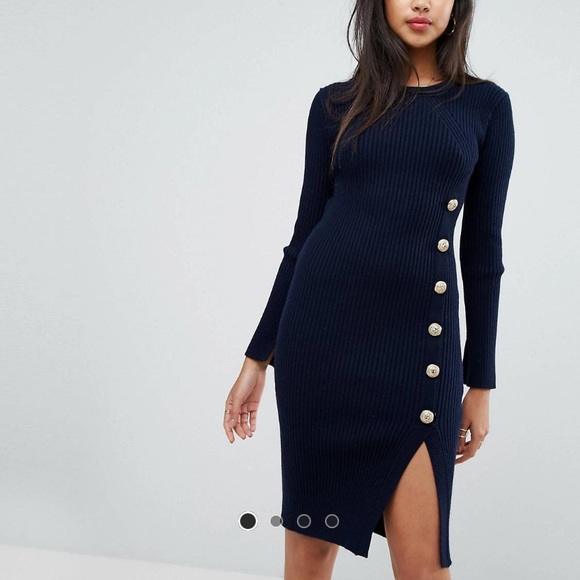 Morgan Navy Knitted Gold Lion Button 